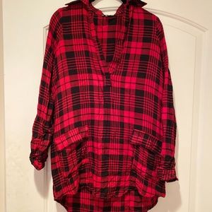 Red flannel long sleeve dress